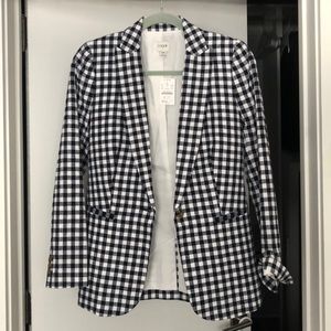 NWT navy & white gingham blazer